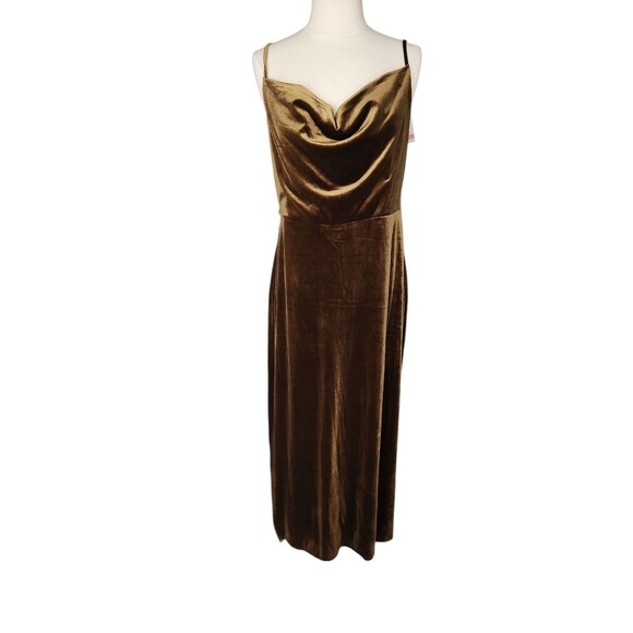 Just Taylor Midi Dress Womens Size 10 Dark Romantic Olive Velvet Whimsigoth Glam - Picture 2 of 9